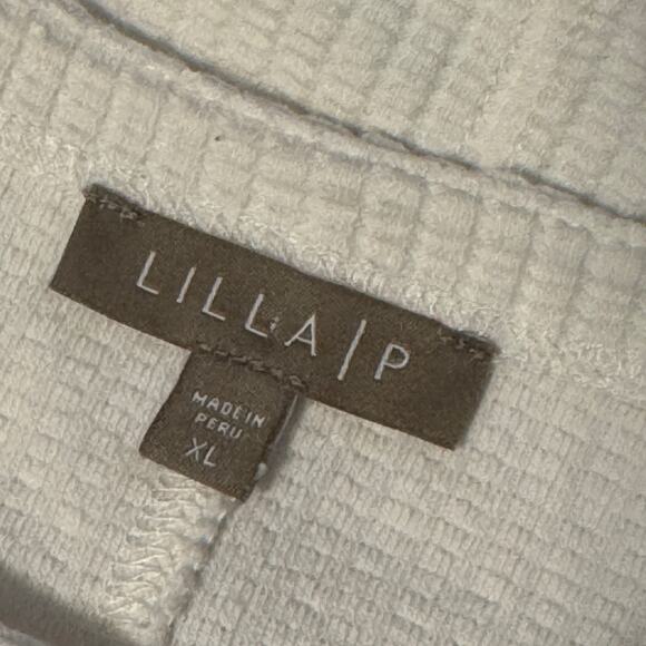 Lilla P Shirttail Hem Boatneck Waffle Top Drop Sleeve Pullover Cream Talc XL - Picture 7 of 9
